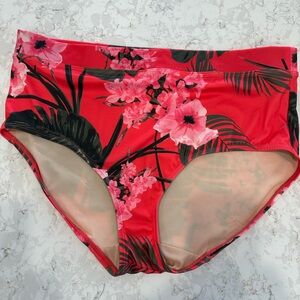 NWOT Swim by Cacique High-Waist Floral Bikini Bottoms in Red - Women’s Swim